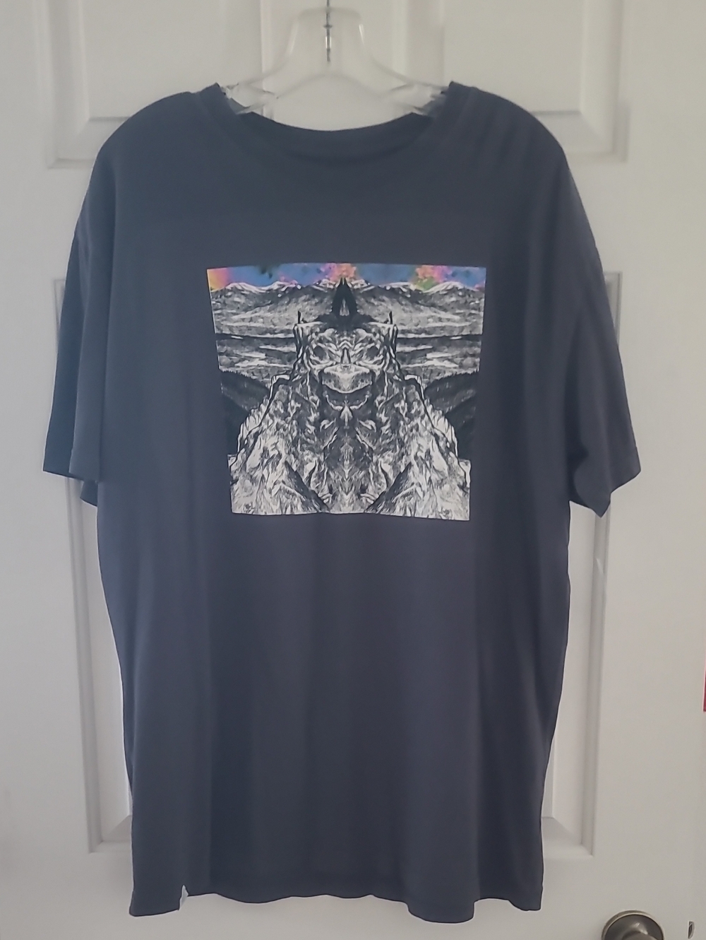 Altamont Dark Gray Tee with Monochrome Mountain Graphic and Color Accent